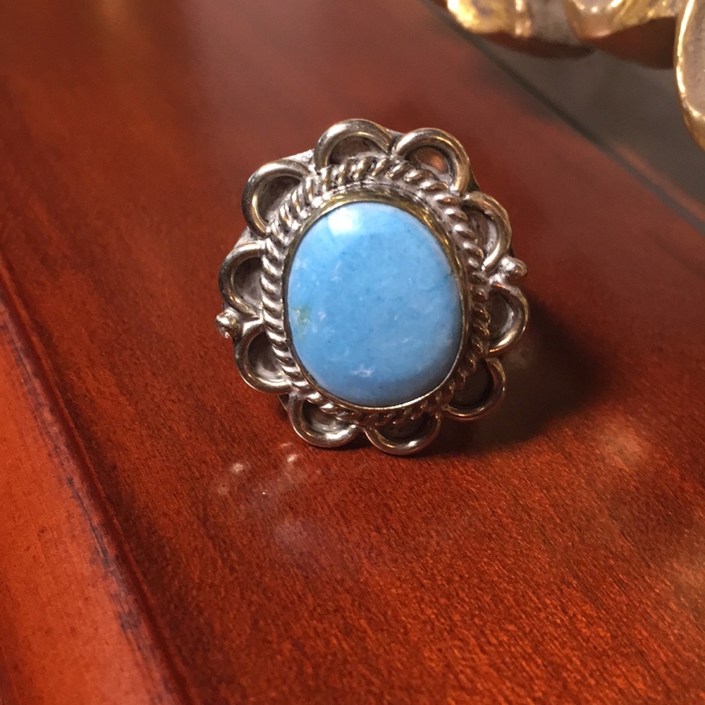 925 Turquoise Native American Style Ring  Size 8